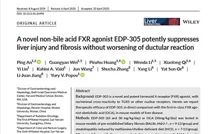 image for A Novel Non-Bile Acid FXR Agonist EDP-305 Potently Suppresses Liver Injury and Fibrosis without Worsening of Ductular Reaction