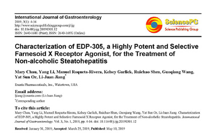 image for Characterization of EDP-305, a Highly Potent and Selective Farnesoid X Receptor Agonist, for the Treatment of Non-alcoholic Steatohepatitis