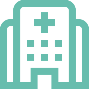 hospital icon representing clinic and emergency visits associated with hMPV infections