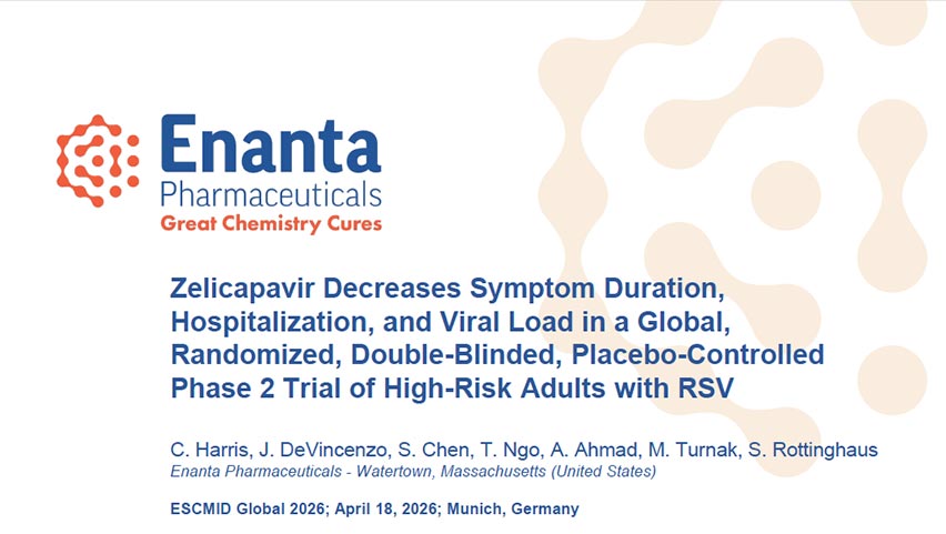 image for Zelicapavir Decreases Symptom Duration, Hospitalization and Viral Load in a Global, Randomized, Double-Blinded, Placebo-Controlled Phase II Trial of High-Risk Adults with RSV